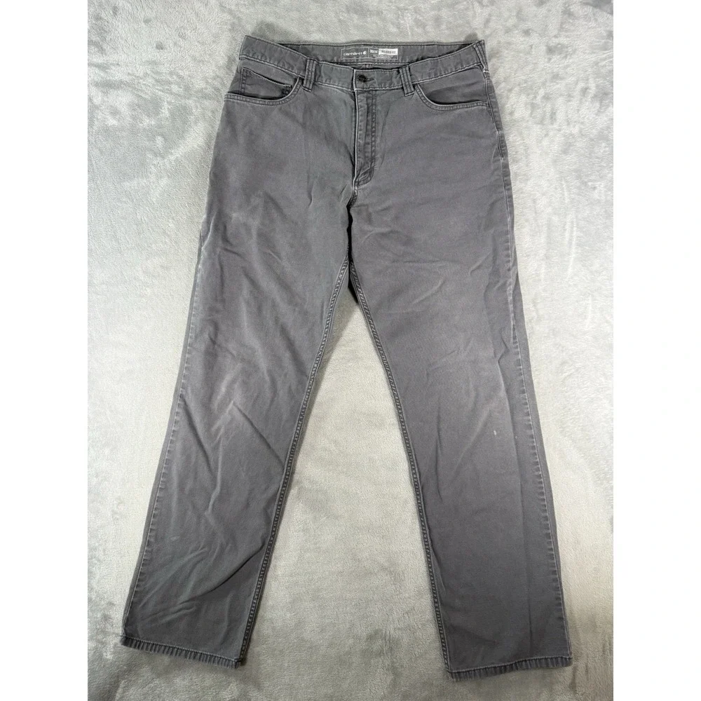 Carhartt Pants Mens 36x34 Actual 36x31 Grey Rugged Flex Relaxed Fit Dungarees